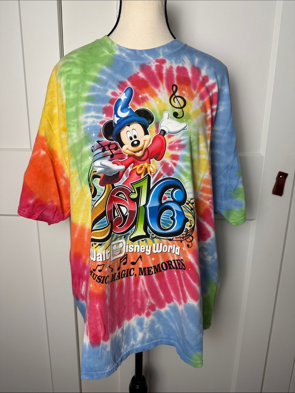 Vintage Walt Disney World Parks Mickey Wizard Apprentice 2016 Tie Dye Shirt 2XL
